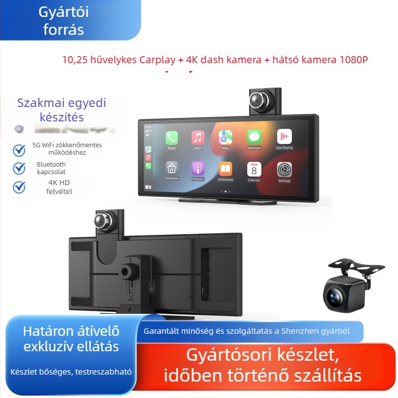Vezeték nélküli CarPlay dash kamera CP13, 1080p, Android OS, kapacitív érintőképernyő, univerzális kompatibilitás