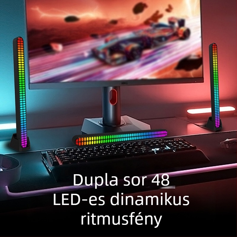 Ritmikus környezeti világítás hangreakcióval az autó belső teréhez és az asztali számítógéphez, alkalmazásvezérlés, Type-C tápegység, okos fény