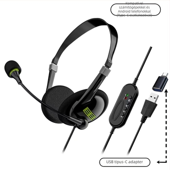 Vezeték nélküli PC fejhallgató mikrofonnal, Bluetooth, 40 mm meghajtó, 20 Hz–20 kHz, 32 Ω