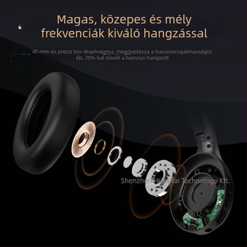Aktív zajszűrős vezeték nélküli fejhallgatók, Bluetooth 5.4, 8 órás akkumulátor, összecsukható, testreszabható logó