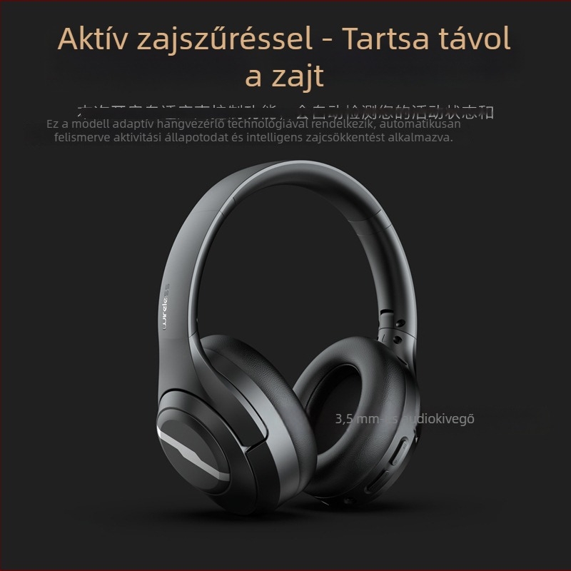 Aktív zajszűrős vezeték nélküli fejhallgatók, Bluetooth 5.4, 8 órás akkumulátor, összecsukható, testreszabható logó
