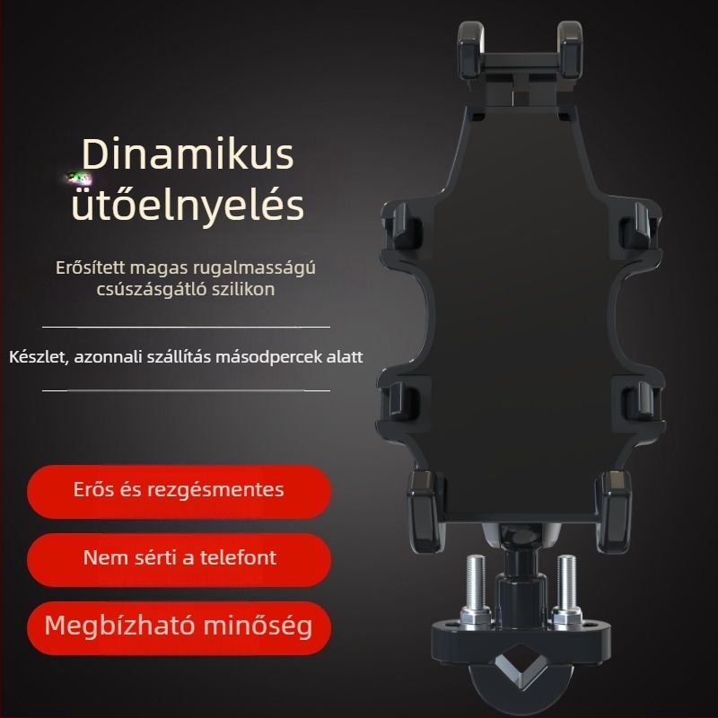 Motorkerékpár-telefon-tartó puha ragasztóanyaggal, cyberpunk stílusban (Vezeték nélküli töltés; puha ragasztóanyag; cyberpunk stílus)