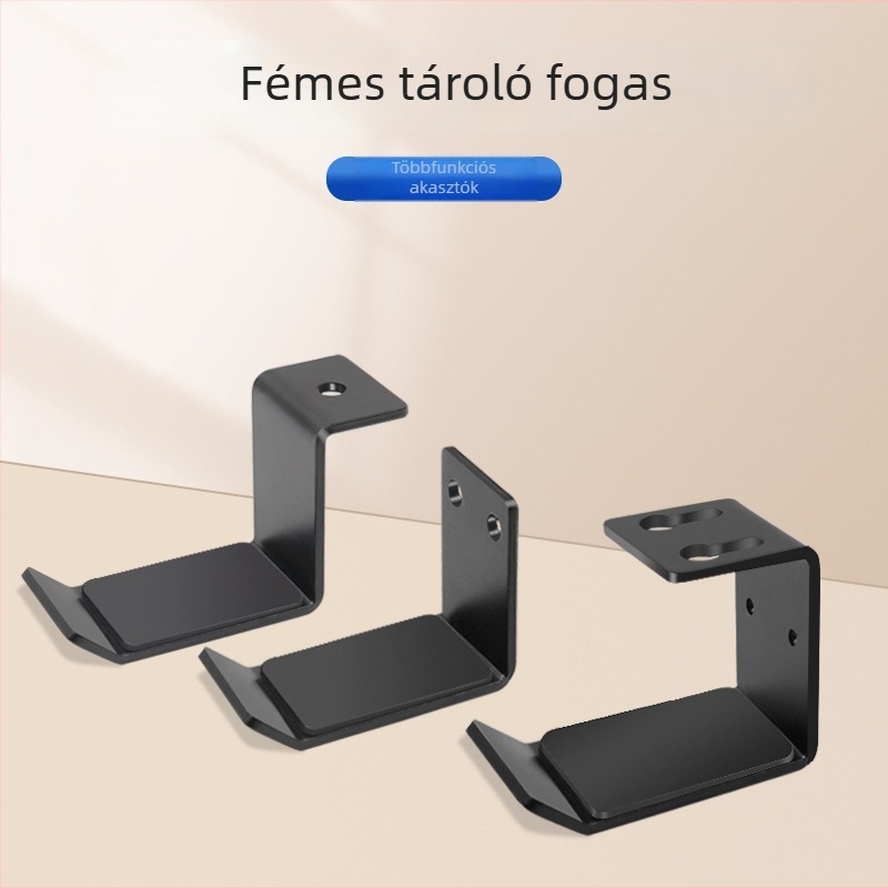 Asztali fejhallgató állvány, fémből, HH-009, fúrás nélküli, univerzális kompatibilitás