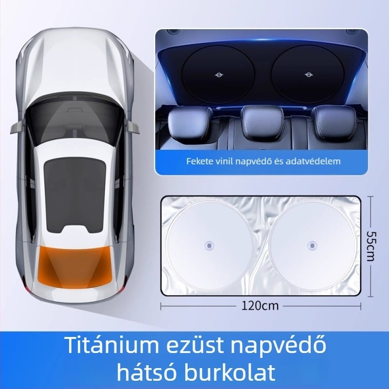 Autó hátsó szélvédő árnyékoló beépített telepítéssel, univerzális illeszkedés, testreszabható és logó nyomtatás elérhető, fémötvözet konstrukció