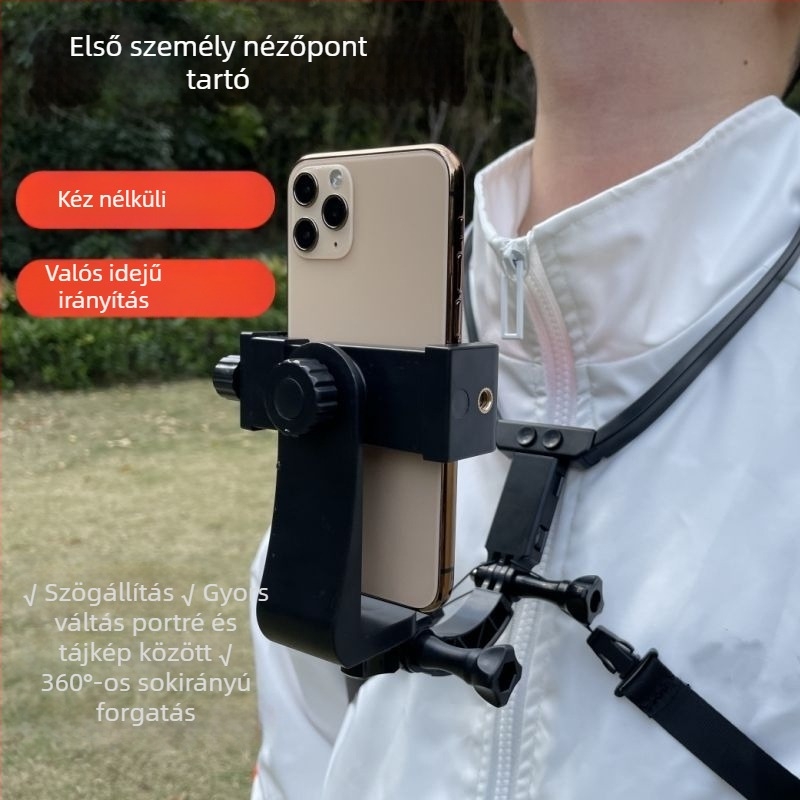Nyakba akasztható telefontartó POV felvételhez és egyéni vloghoz — műanyag test, IP-stílus