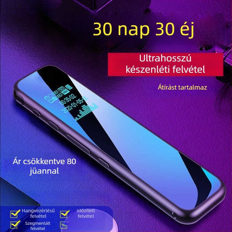 Átirattal rendelkező hangrögzítő tanórákhoz és értekezletekhez, fémből készült tokozás