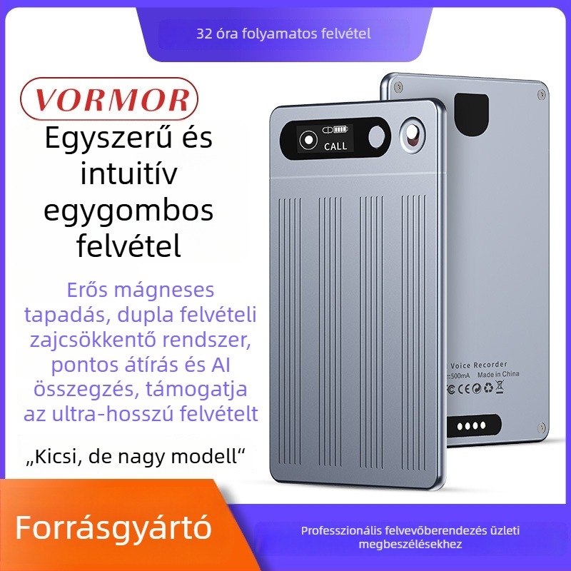 VORMOR M1 felvételi toll kettős felvételi mód, MP3 formátum, felvételi távolság 5 m, háromirányú mikrofonrendszer (2 irányított mikrofon + 1 vibrációs mikrofon), Type-C interfész