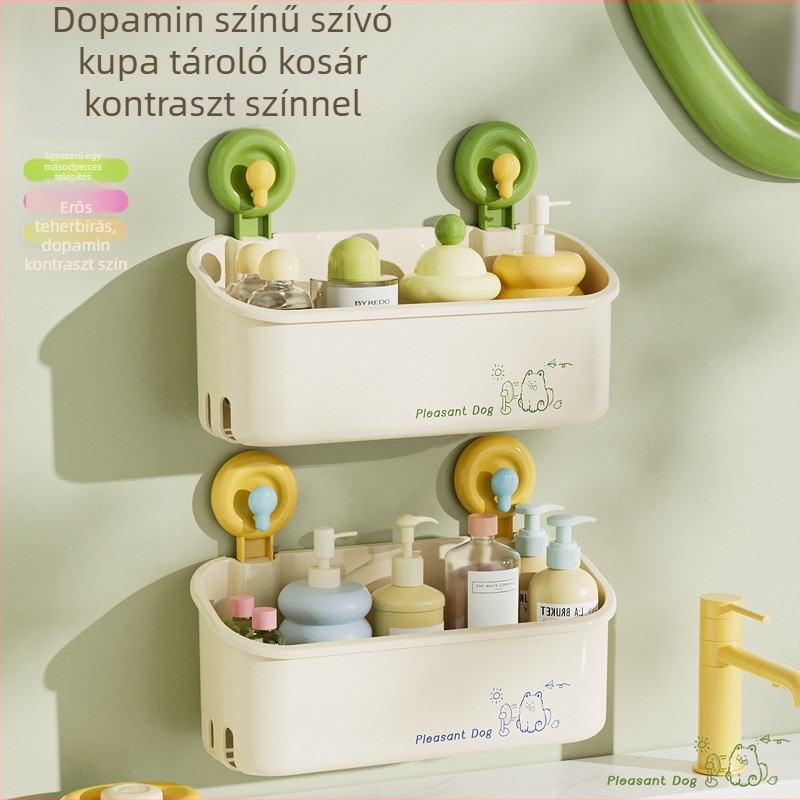 Dopamine tároló kosár vákuum szívóval, fürdőszobai felhasználásra, ABS+PP