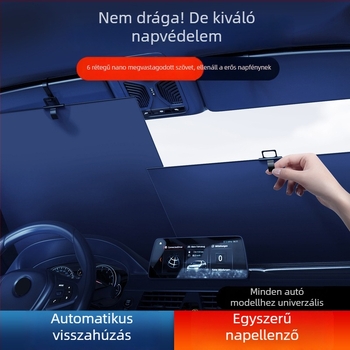 Autó előtti szélvédő árnyékoló, PVC, Beépített telepítés, Testreszabható, Univerzális illeszkedés