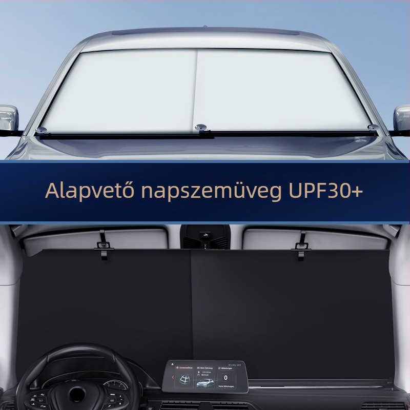 Autó előtti szélvédő árnyékoló, PVC, Beépített telepítés, Testreszabható, Univerzális illeszkedés