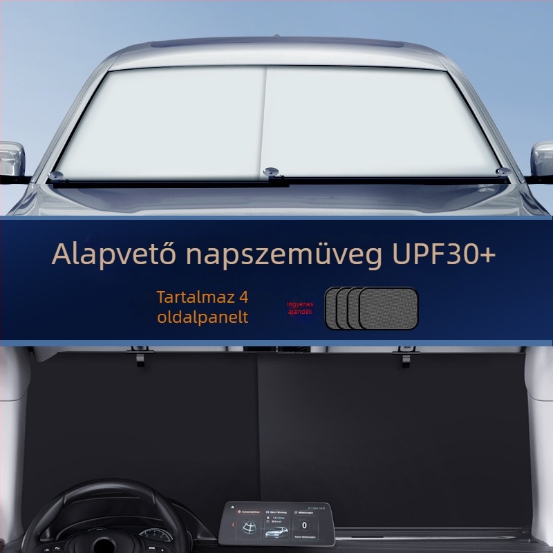 Autó előtti szélvédő árnyékoló, PVC, Beépített telepítés, Testreszabható, Univerzális illeszkedés