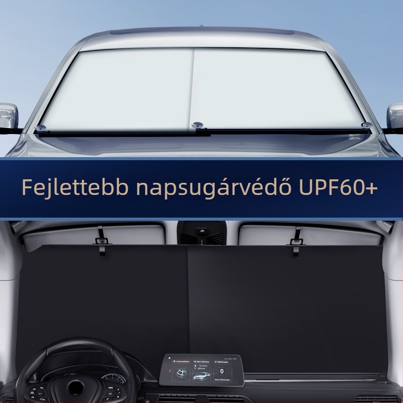 Autó előtti szélvédő árnyékoló, PVC, Beépített telepítés, Testreszabható, Univerzális illeszkedés