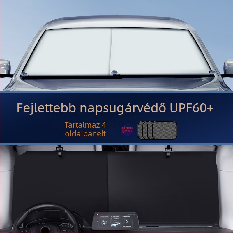 Autó előtti szélvédő árnyékoló, PVC, Beépített telepítés, Testreszabható, Univerzális illeszkedés