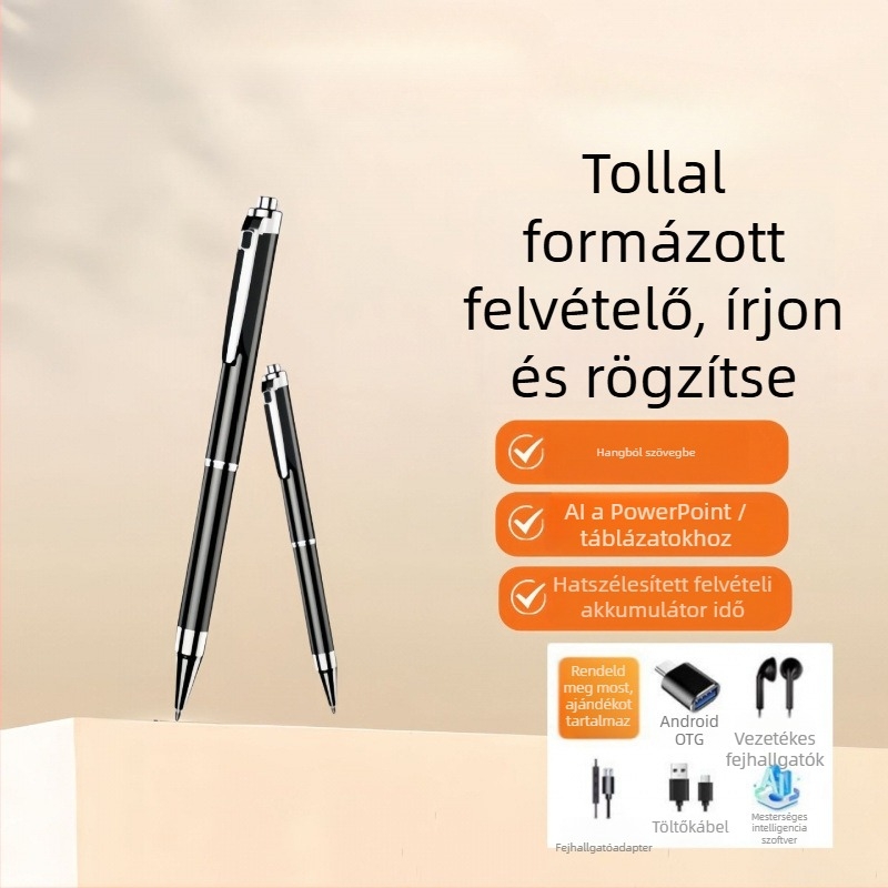 AI felvételi toll beszédszöveg-fordítással, egyirányú mikrofon, memória kártya bővítés nem támogatott, videófelvétel nem támogatott