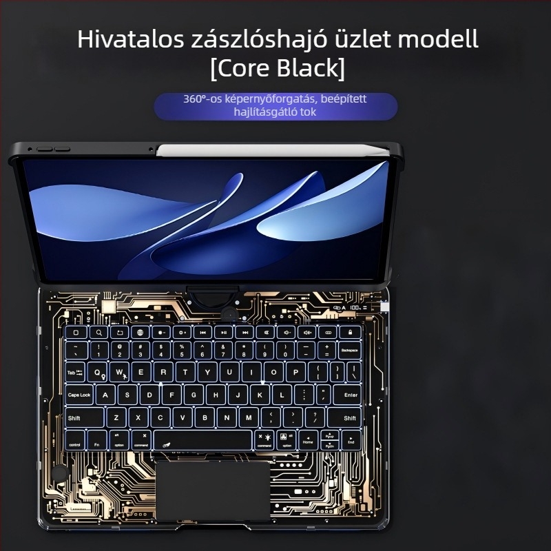 Huawei MatePad Air 12 és 11,5 hüvelykes forgó háttérvilágítású billentyűzet-tok-állvány (3 az 1-ben)