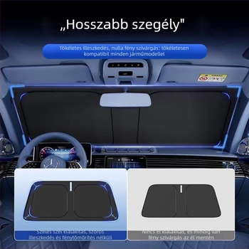 Jasdy Univerzális autós napvédő az első szélvédőhöz, alumíniumfólia, kockás minta, egyszerű stílus, beépített kártyás telepítés