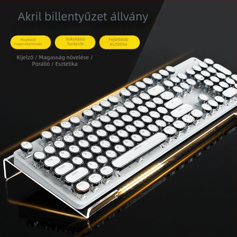 Asztali billentyűzet tartó, átlátszó akril tartó, emelt asztali és laptop állvány, egyrétegű kialakítás