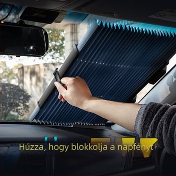 Automatikus, kinyúló és összecsukható belső napvédő autóhoz — alumíniumfóliából, szívókorongos rögzítés, egyszerű stílus