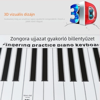 Zongora ujjgyakorló papír, 3D billentyűzet, 88 billentyű, standard analóg gyakorlat, ujjpozíció-korrekció