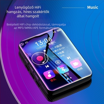 Fém MP4 lejátszó Bluetooth-tal és érintőképernyővel, 2,5 hüvelykes TFT kijelző, TF-kártya támogatás, MP3/WAV/FLAC/APE/WMA/OGG formátumok, FM rádió és felvétel