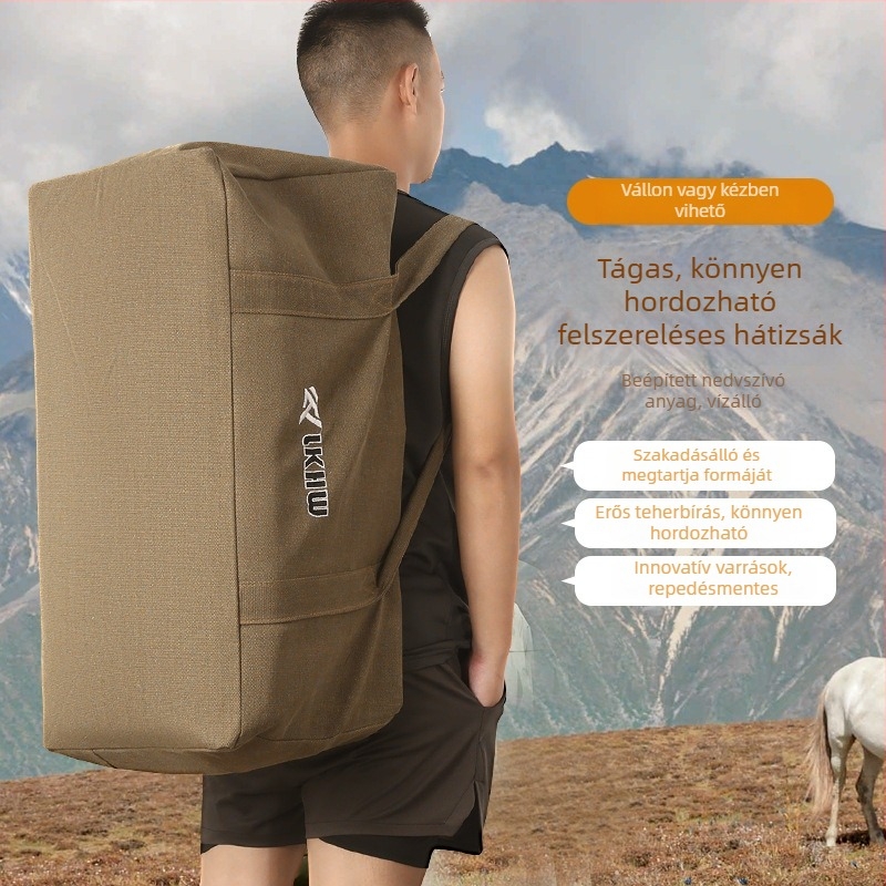 Ruke Kültéri Vastag Vászon Táska Kempingezéshez és Utazásokhoz – 56–75L Kapacitás, Kopásálló, Poliészter Belső