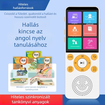 Hordozható angol nyelvtanulási hallgatási és ismétlő eszköz diákoknak (8 GB memória, Bluetooth, LCD-kijelző, tölthető akkumulátor)