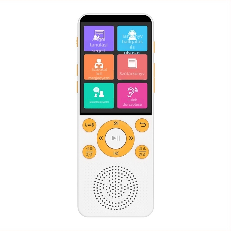 Hordozható angol nyelvtanulási hallgatási és ismétlő eszköz diákoknak (8 GB memória, Bluetooth, LCD-kijelző, tölthető akkumulátor)
