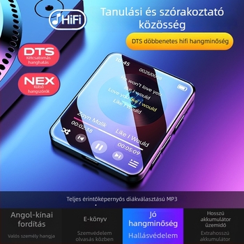 A8 MP3/MP4 lejátszó érintőkijelzővel, TF kártya támogatás, USB 2.0, 3,5 mm fejhallgató aljzat, MP3/WMA/WAV/OGG/FLAC támogatás