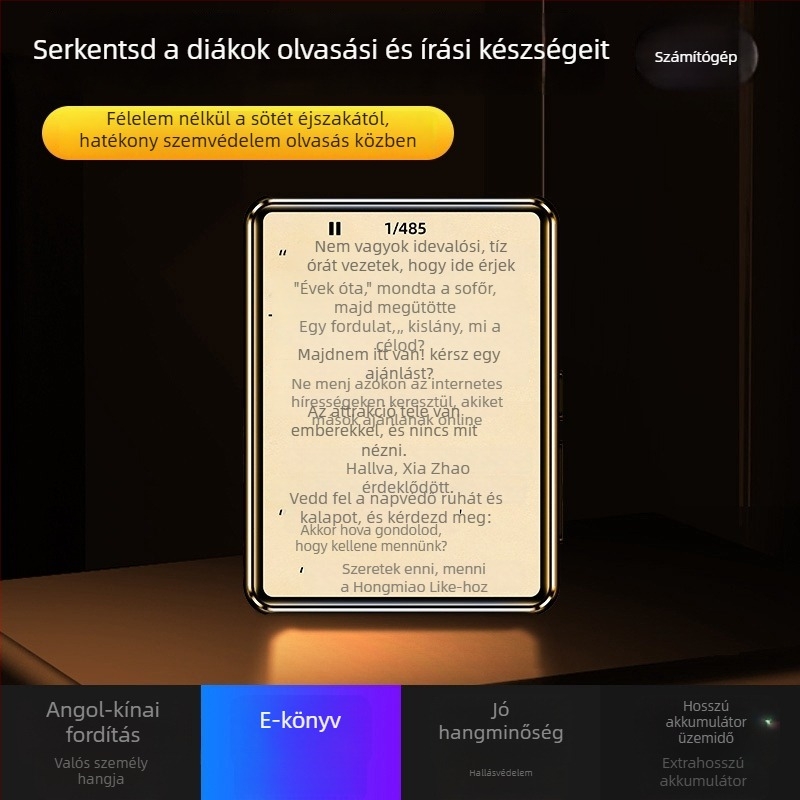 A8 MP3/MP4 lejátszó érintőkijelzővel, TF kártya támogatás, USB 2.0, 3,5 mm fejhallgató aljzat, MP3/WMA/WAV/OGG/FLAC támogatás