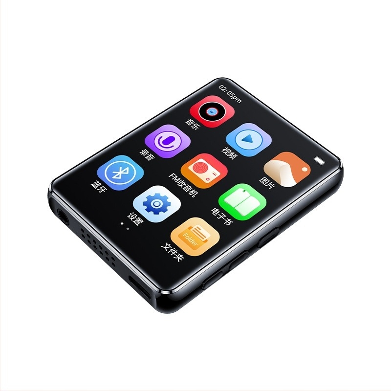 A8 MP3/MP4 lejátszó érintőkijelzővel, TF kártya támogatás, USB 2.0, 3,5 mm fejhallgató aljzat, MP3/WMA/WAV/OGG/FLAC támogatás