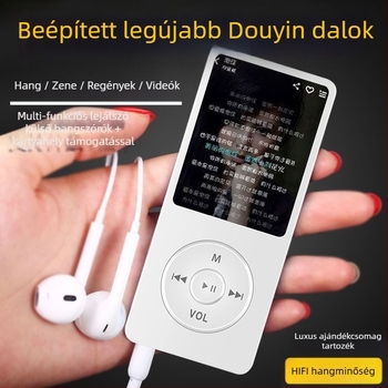 Hordozható MP4/MP3 lejátszó kártyahellyel és kijelzővel, külső hangszóró