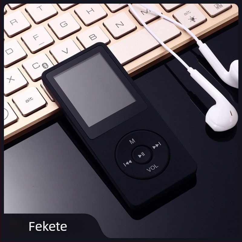 Hordozható MP4/MP3 lejátszó kártyahellyel és kijelzővel, külső hangszóró