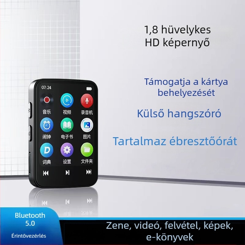 Bluetooth MP3/MP4 hordozható lejátszó diákok számára — zenehallgatás, e-könyvek olvasása, angol hallgatás gyakorlása, hangrögzítés