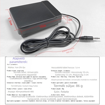 Sustain pedál elektronikus zongorához és MIDI billentyűzethez – egylábas kapcsoló
