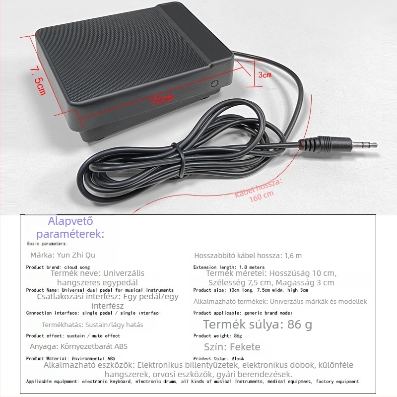 Sustain pedál elektronikus zongorához és MIDI billentyűzethez – egylábas kapcsoló