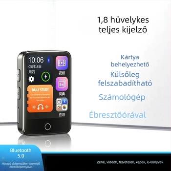 MP4 zenelejátszó érintőképernyővel, Bluetooth, USB 2.0, TF kártya 128GB-ig, MP3/WMA/FLAC/APE