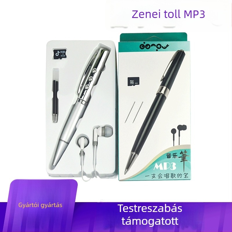 Toll formájú MP3 lejátszó TF-kártya slotjával, többsfunkciós kreatív toll a zenehallgatáshoz