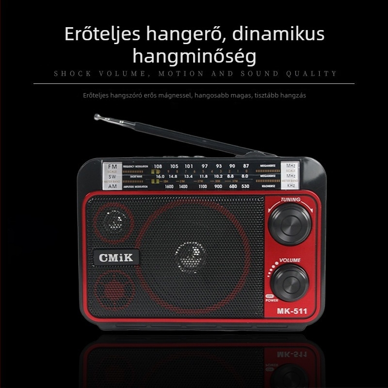 Több sávos rádióvevő USB interfésszel, TF-kártya támogatással, MP3 lejátszás és mutatóval történő hangolás