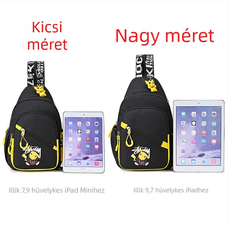 Gyerekeknek készült koreai street stílusú crossbody mellény táska anime mintával, nylonból, vízálló (Nylon, vízálló, crossbody dizájn, street stílus)