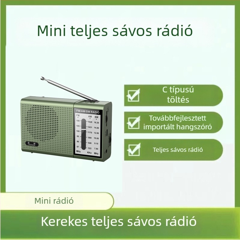 2024-es új kompakt teljes sávos rádió időseknek, könnyen használható, újratölthető