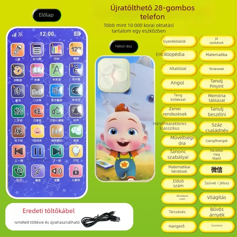 Korai tanulást segítő mesemondó játék, újratölthető interaktív tanulási eszköz 0–3 éveseknek, MP3 lejátszás és érzelmi interakció, műanyag test Microceratops karakterrel