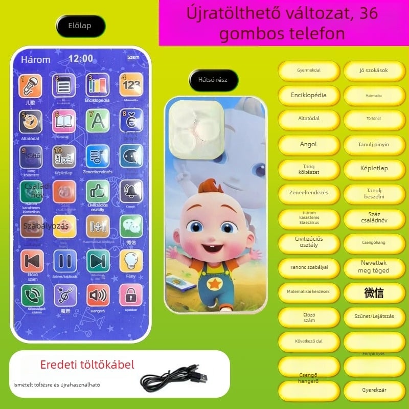 Korai tanulást segítő mesemondó játék, újratölthető interaktív tanulási eszköz 0–3 éveseknek, MP3 lejátszás és érzelmi interakció, műanyag test Microceratops karakterrel