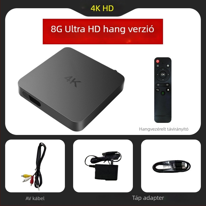 Android TV doboz 8GB RAM, 4K kimenet, 5G két sávos Wi-Fi, USB interfész