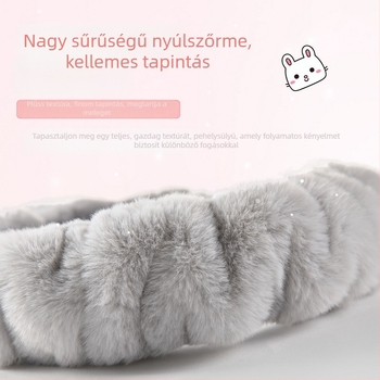 Téli használatra nyuszis szőrös plüss kormánykerékvédő, csúszásmentes, univerzális illeszkedés elasztikus pánttal