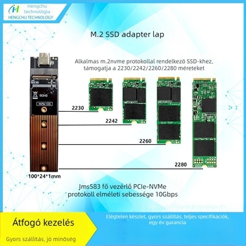 M.2 NGFF NVMe USB 3.0 Type-C adapterkártya (JMS576/JMS583)