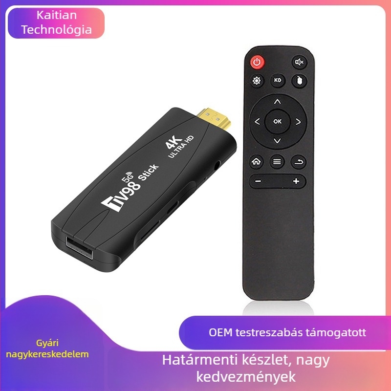 TV Box TV98 Android 5G Wi‑Fi Bluetooth, HDMI 1080p, 1GB RAM, 8GB/16GB belső tárhely, processzor H313