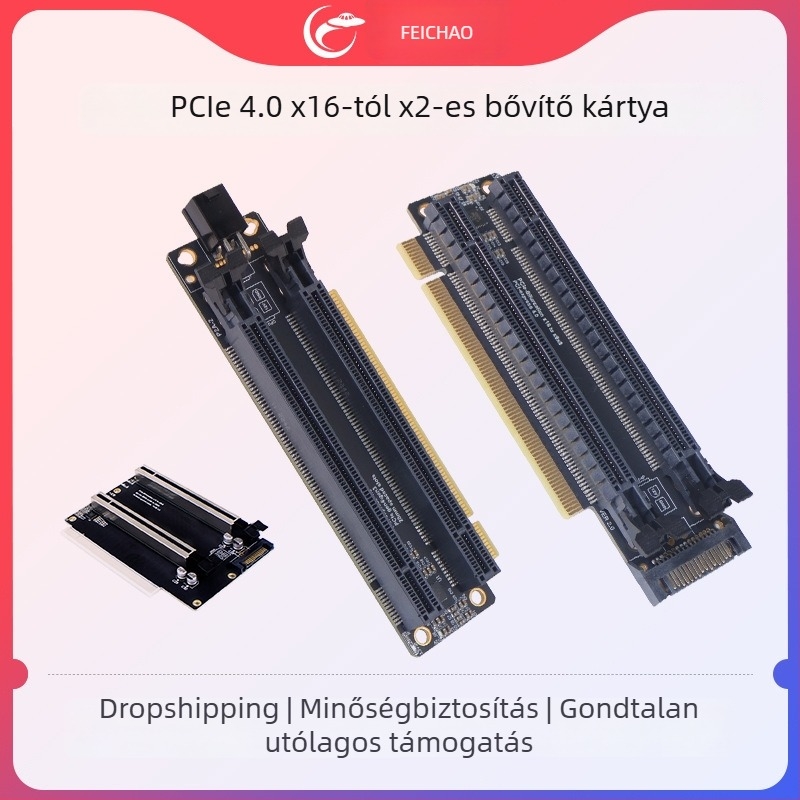 PCIe 4.0 x16 2 x x8 osztó kártya Clock Split IC Gen3/Gen4