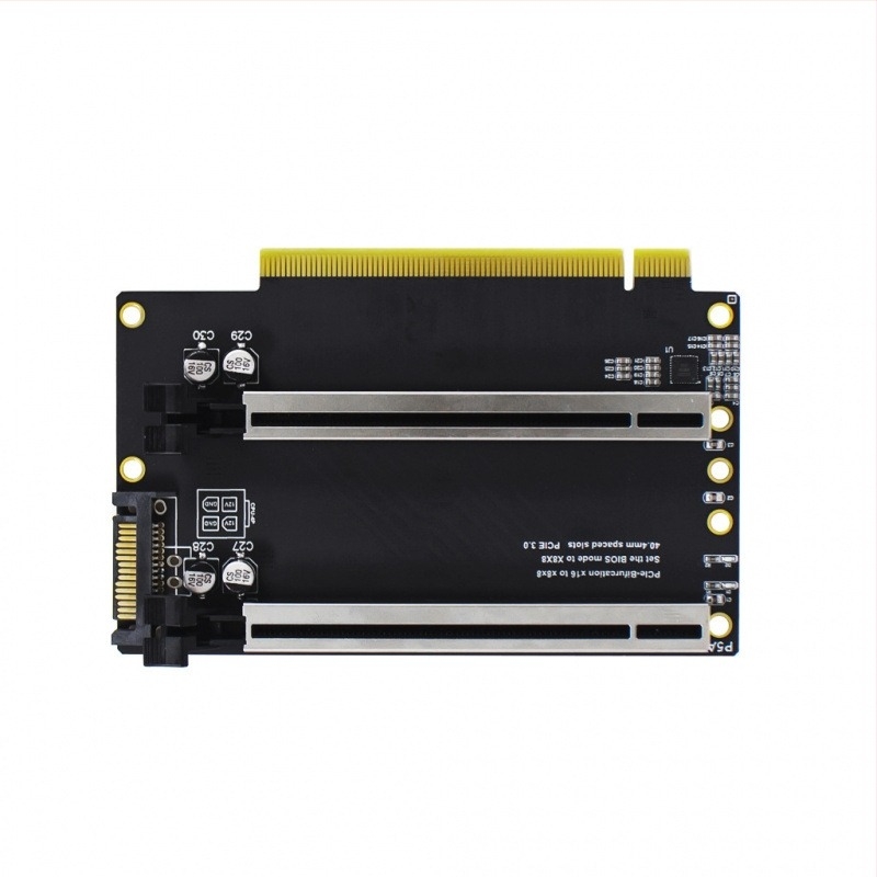 PCIe 4.0 x16 2 x x8 osztó kártya Clock Split IC Gen3/Gen4
