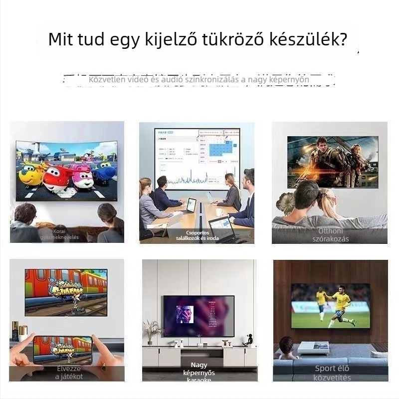 Vezeték nélküli HDMI tükröző vevő – modell w13, Haiqi processzor, 128 MB RAM, 1080p HDMI kimenet