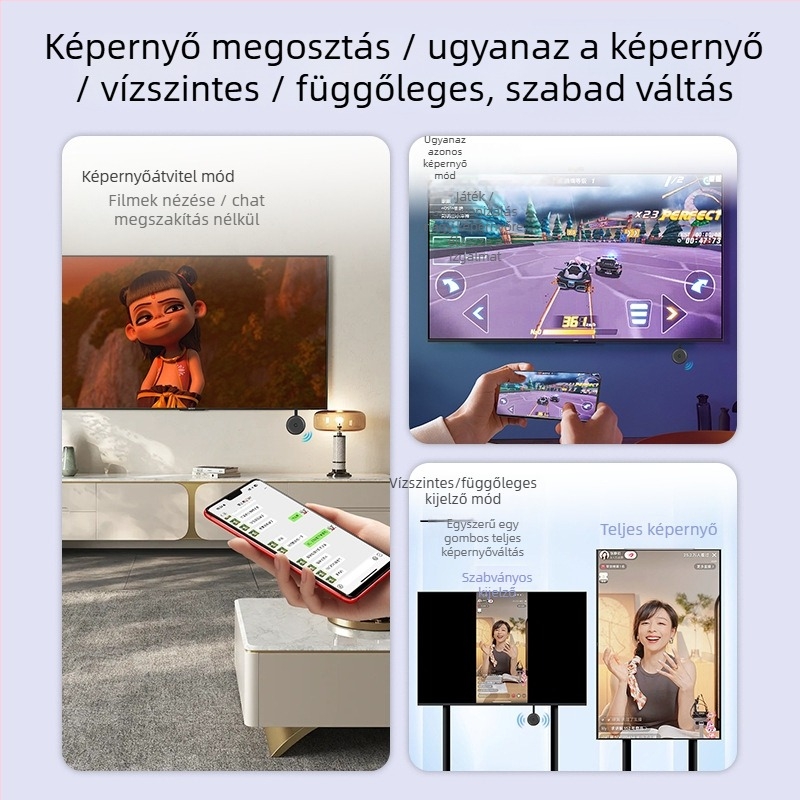 Vezeték nélküli projektor okostelefonokra, 5G, 4K HDMI kimenet, USB csatlakozás, modell W42-F